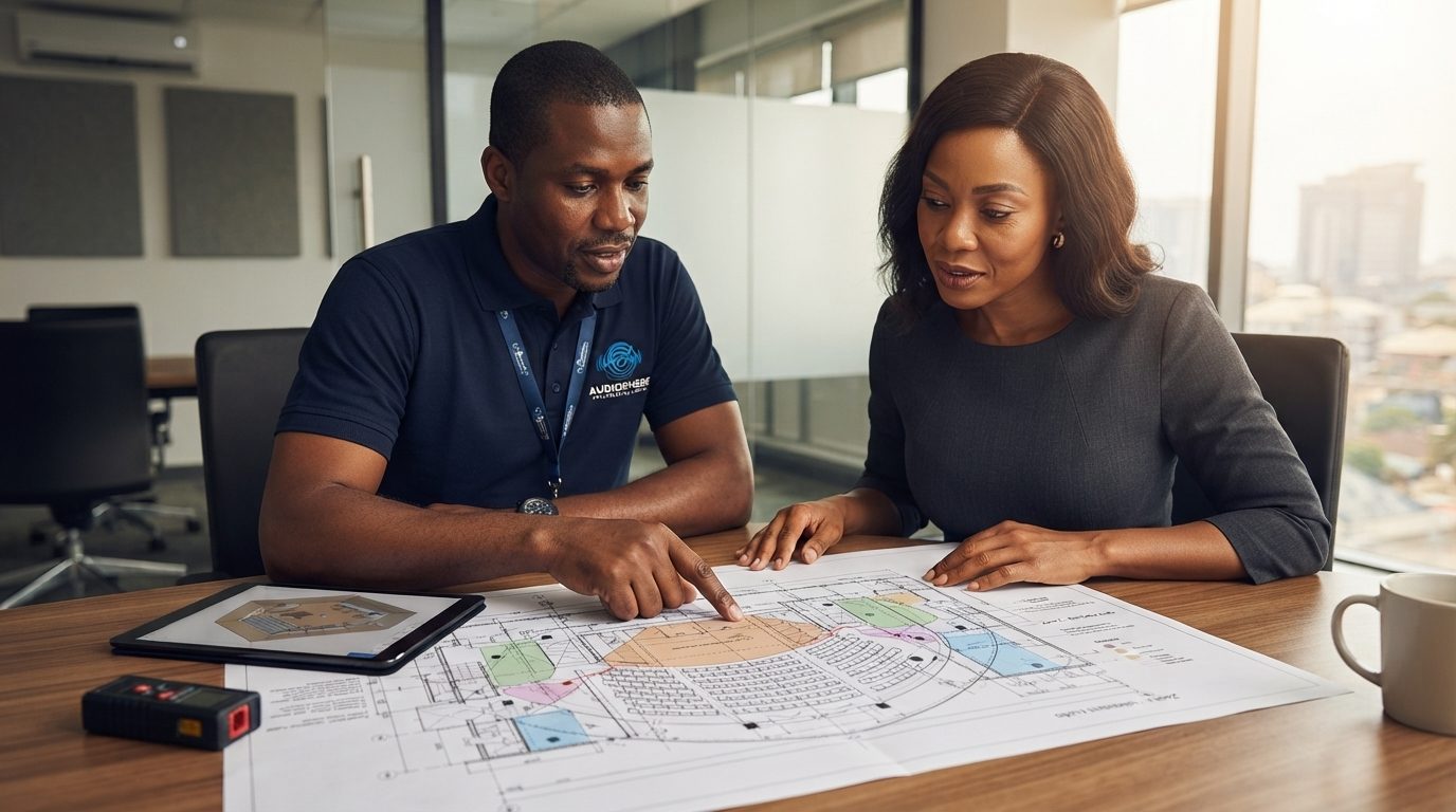 Consultant and client reviewing a system specification