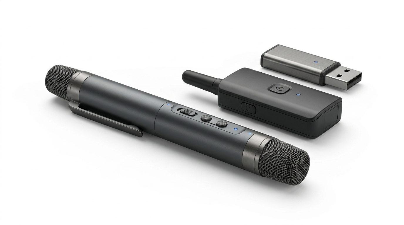 Wireless teaching microphone in use